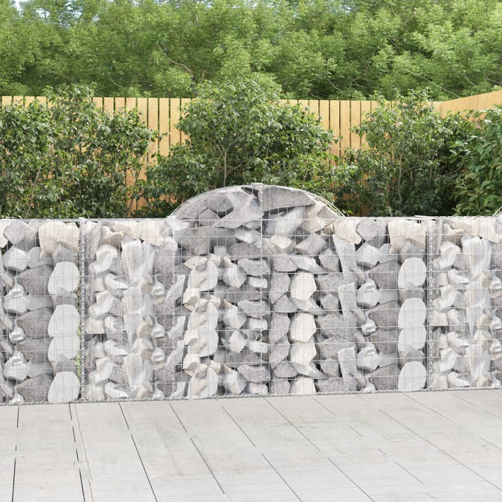 Gabionen Mit Hochbogen 4 Stk. 400X50X180/200Cm Verzinktes Eisen