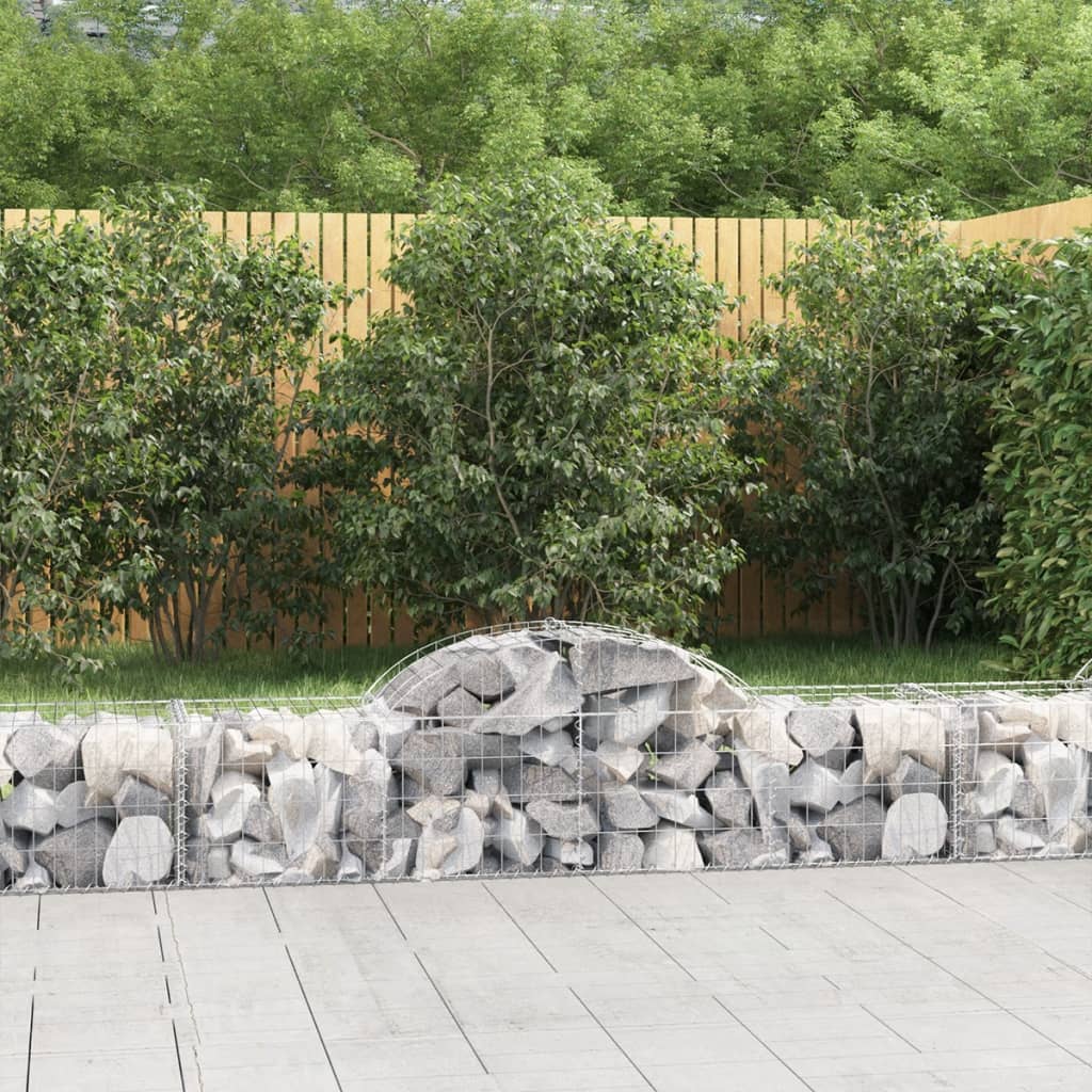 Gabionen Mit Hochbogen 25 Stk. 400X30X80/100Cm Verzinktes Eisen Grau
