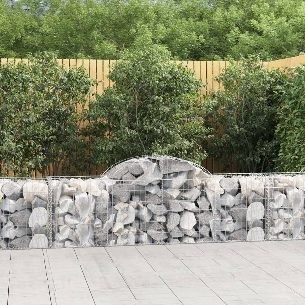 Gabionen Mit Hochbogen 25 Stk. 400X30X80/100Cm Verzinktes Eisen Grau