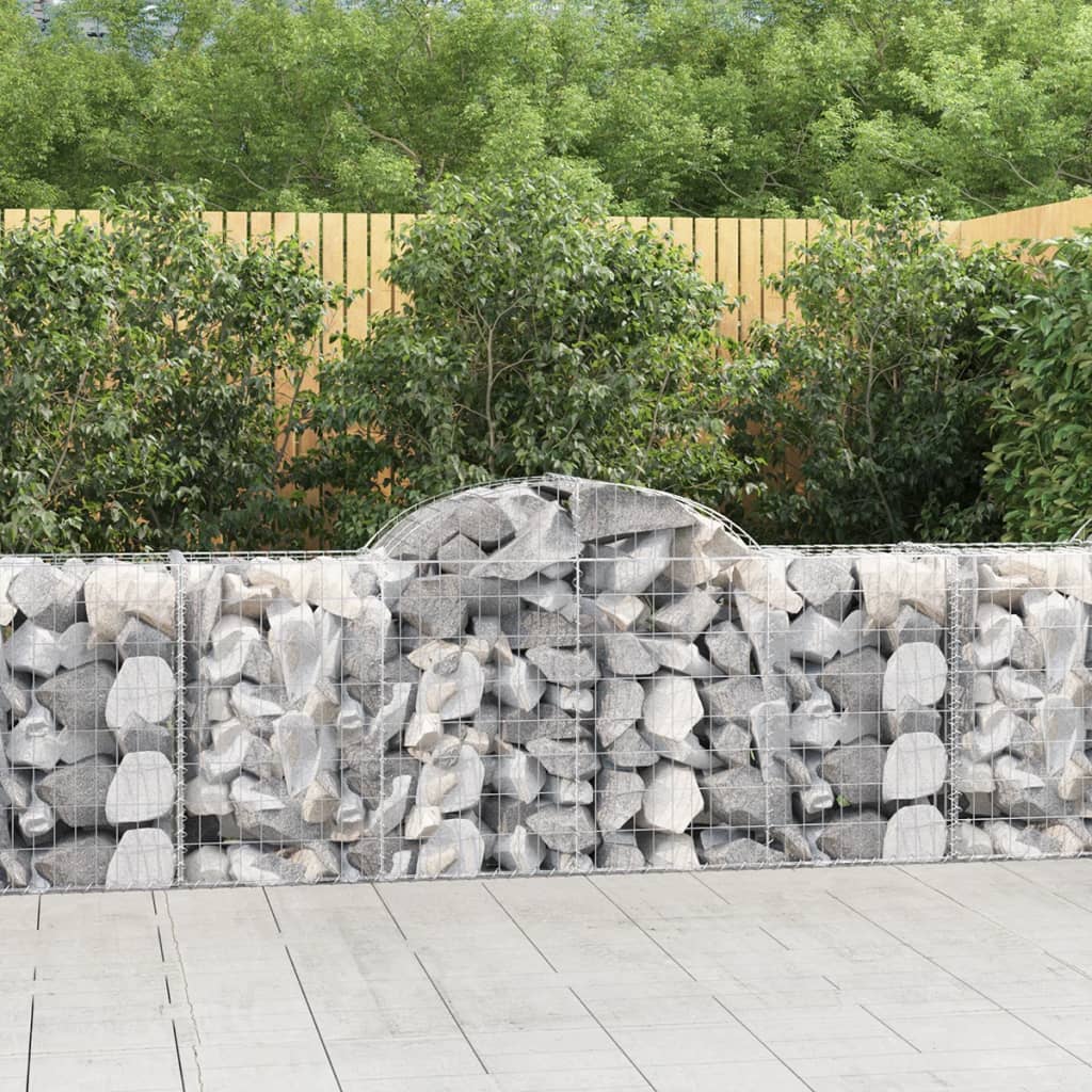 Gabionen Mit Hochbogen 25 Stk. 400X30X80/100Cm Verzinktes Eisen Grau