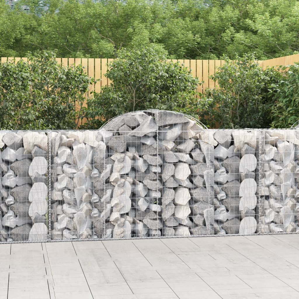 Gabionen Mit Hochbogen 4 Stk. 400X50X180/200Cm Verzinktes Eisen