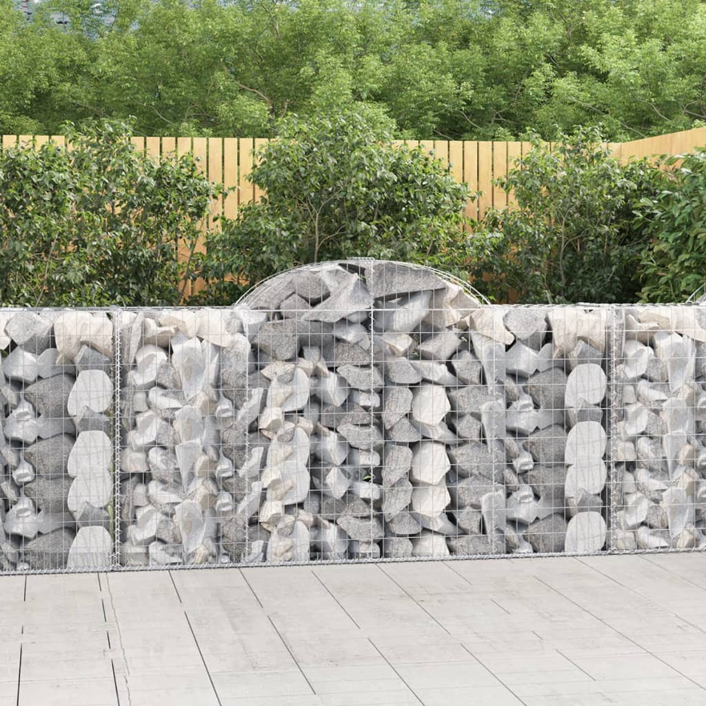 Gabionen Mit Hochbogen 25 Stk. 400X30X80/100Cm Verzinktes Eisen Grau