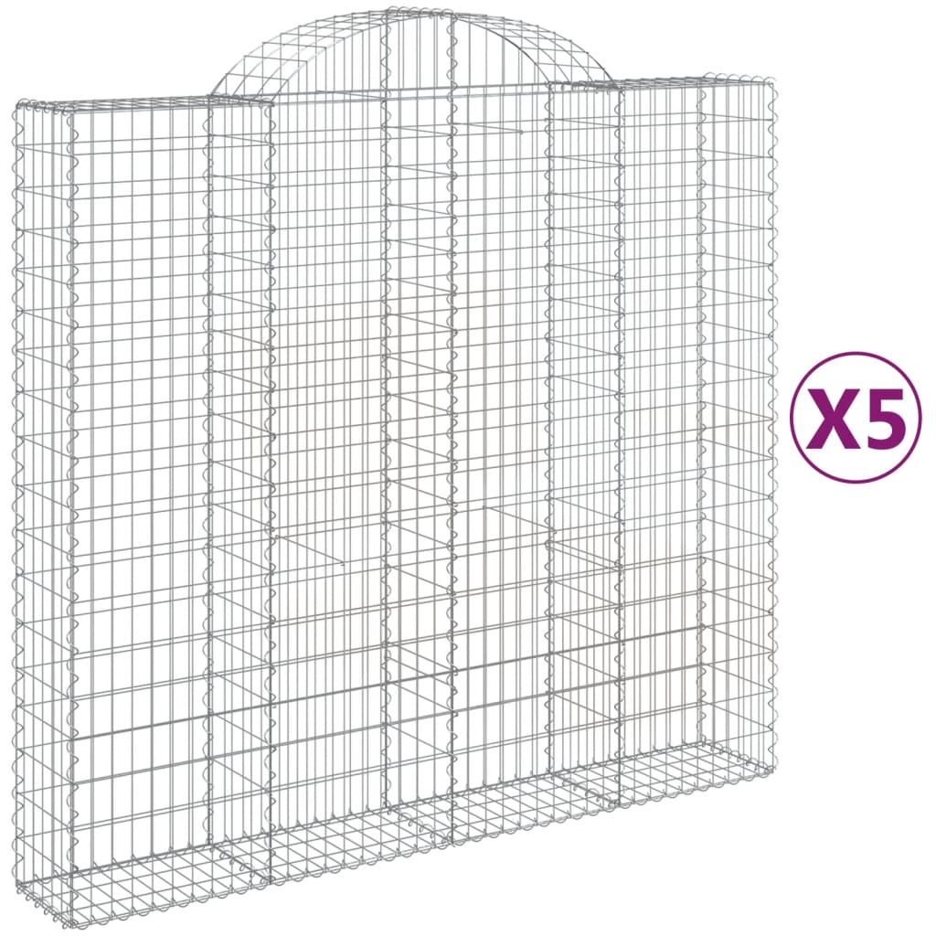 Gabionen Mit Hochbogen 5 Stk. 200X50X180/200Cm Verzinktes Eisen