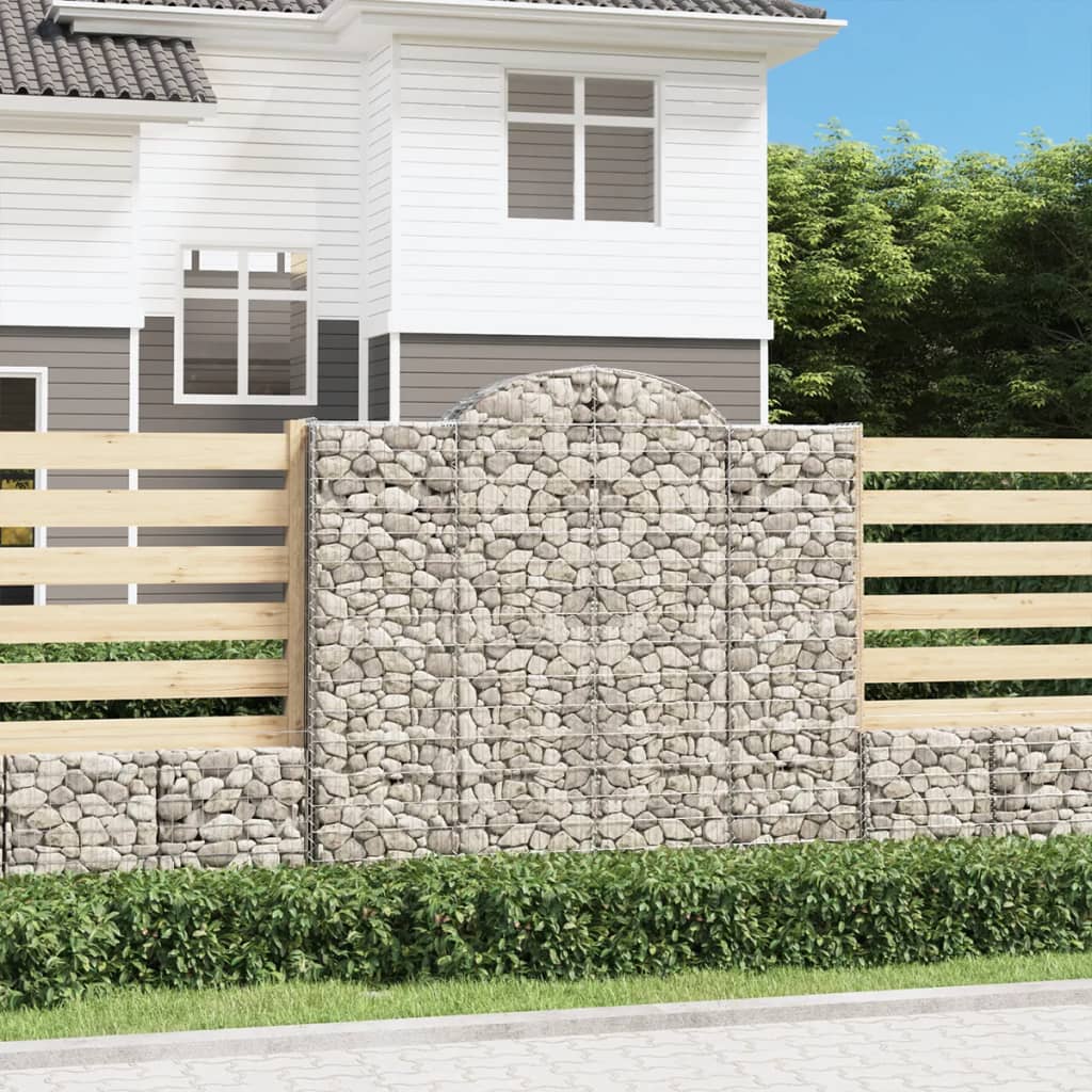 Gabionen Mit Hochbogen 5 Stk. 200X50X180/200Cm Verzinktes Eisen