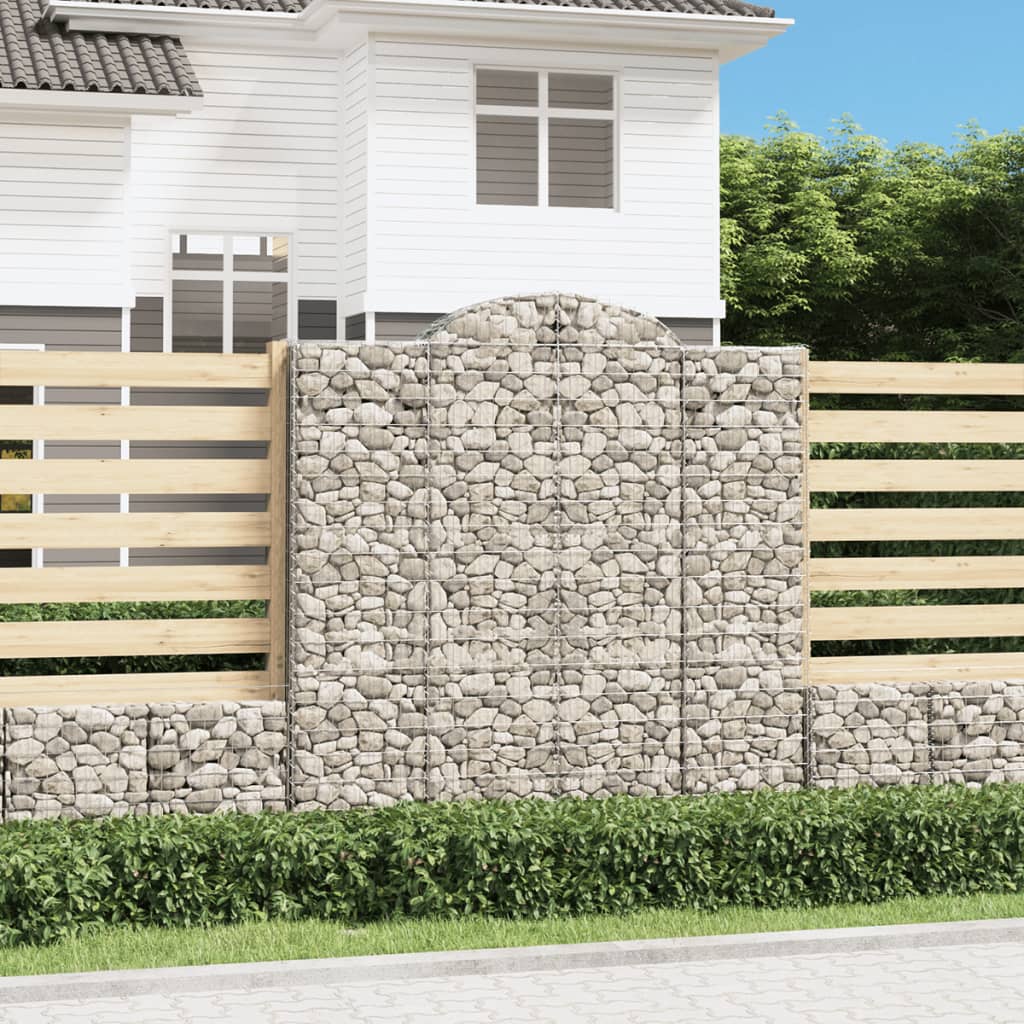 Gabionen Mit Hochbogen 4 Stk. 400X50X180/200Cm Verzinktes Eisen