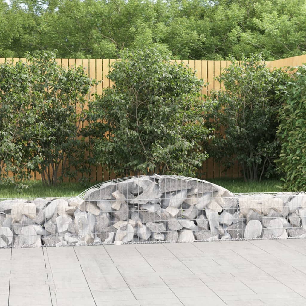 Gabionen Mit Hochbogen 4 Stk. 400X50X180/200Cm Verzinktes Eisen