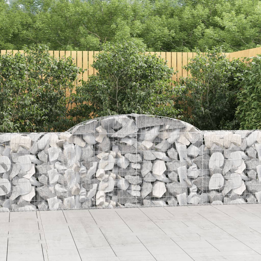 Gabionen Mit Hochbogen 4 Stk. 400X50X180/200Cm Verzinktes Eisen