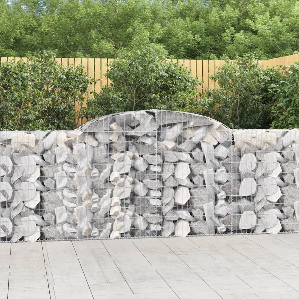 Gabionen Mit Hochbogen 4 Stk. 400X50X180/200Cm Verzinktes Eisen