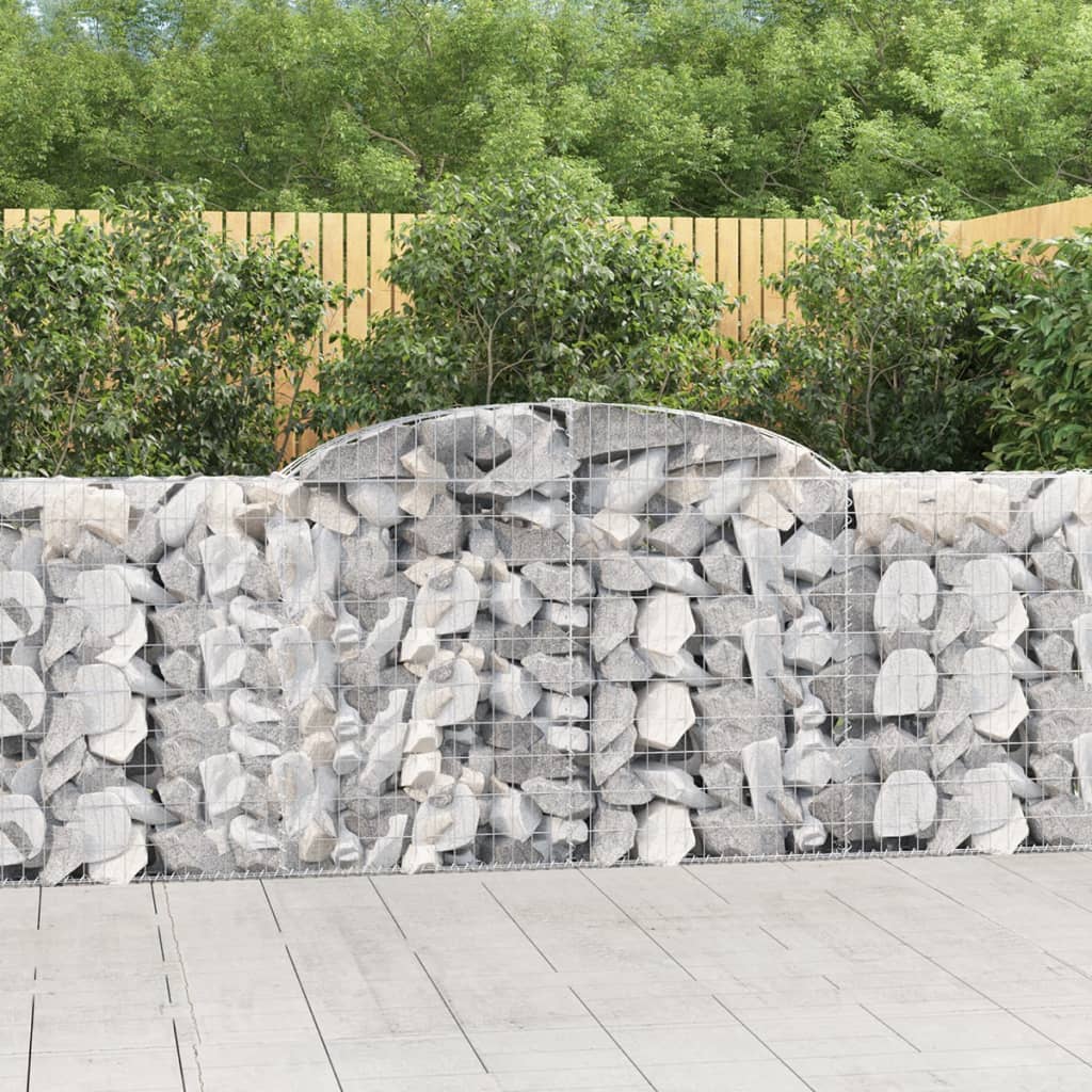 Gabionen Mit Hochbogen 25 Stk. 400X30X80/100Cm Verzinktes Eisen Grau