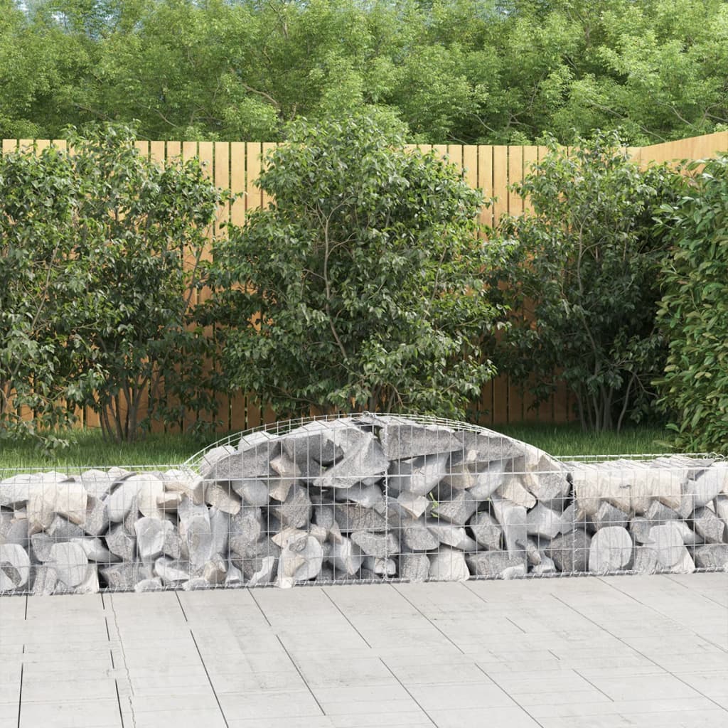 Gabionen Mit Hochbogen 4 Stk. 400X50X180/200Cm Verzinktes Eisen