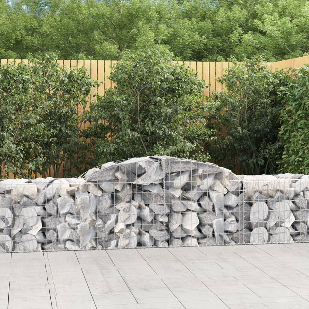 Gabionen Mit Hochbogen 4 Stk. 400X50X180/200Cm Verzinktes Eisen
