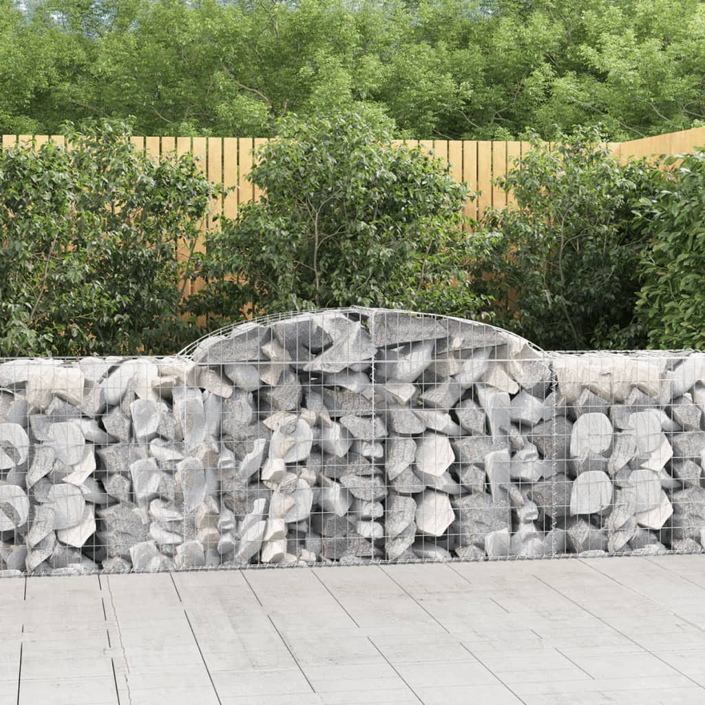 Gabionen Mit Hochbogen 25 Stk. 400X30X80/100Cm Verzinktes Eisen Grau