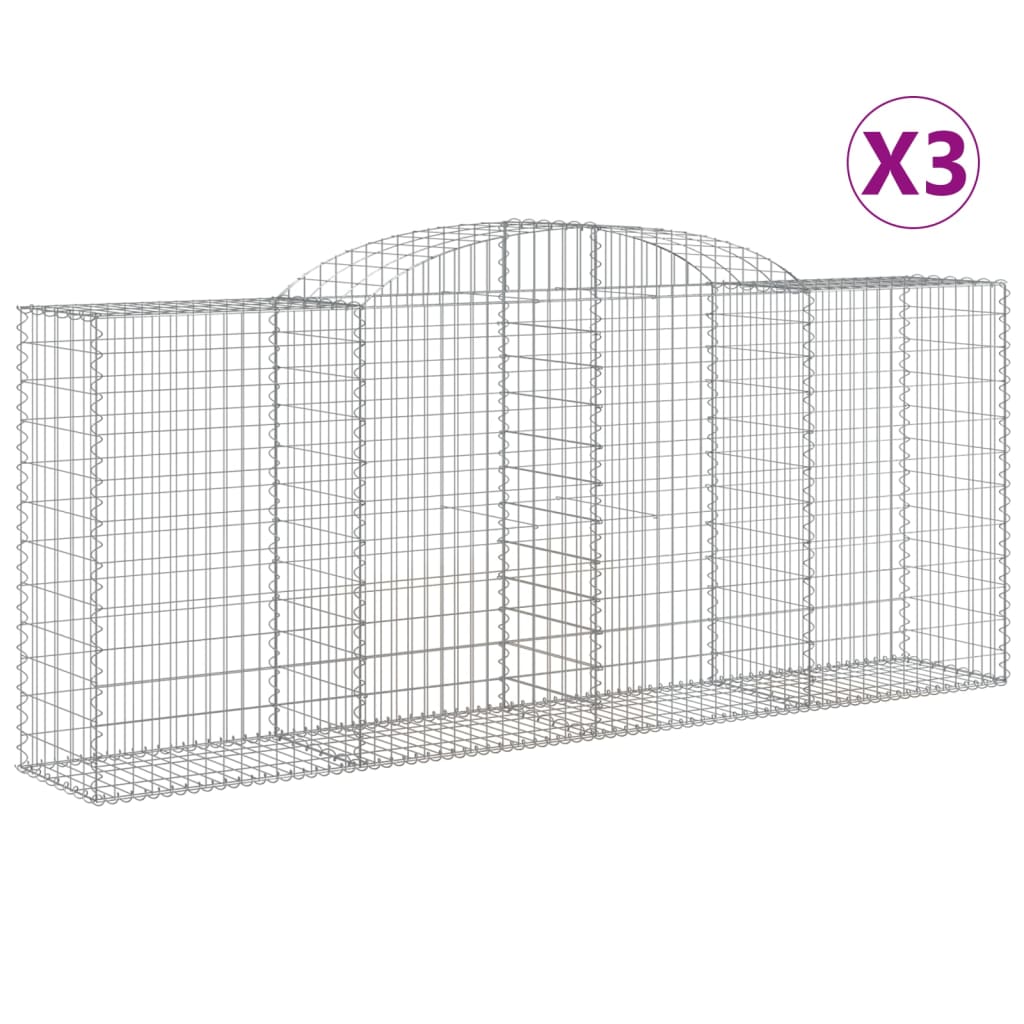 Gabionen Mit Hochbogen 3 Stk. 300X50X120/140Cm Verzinktes Eisen