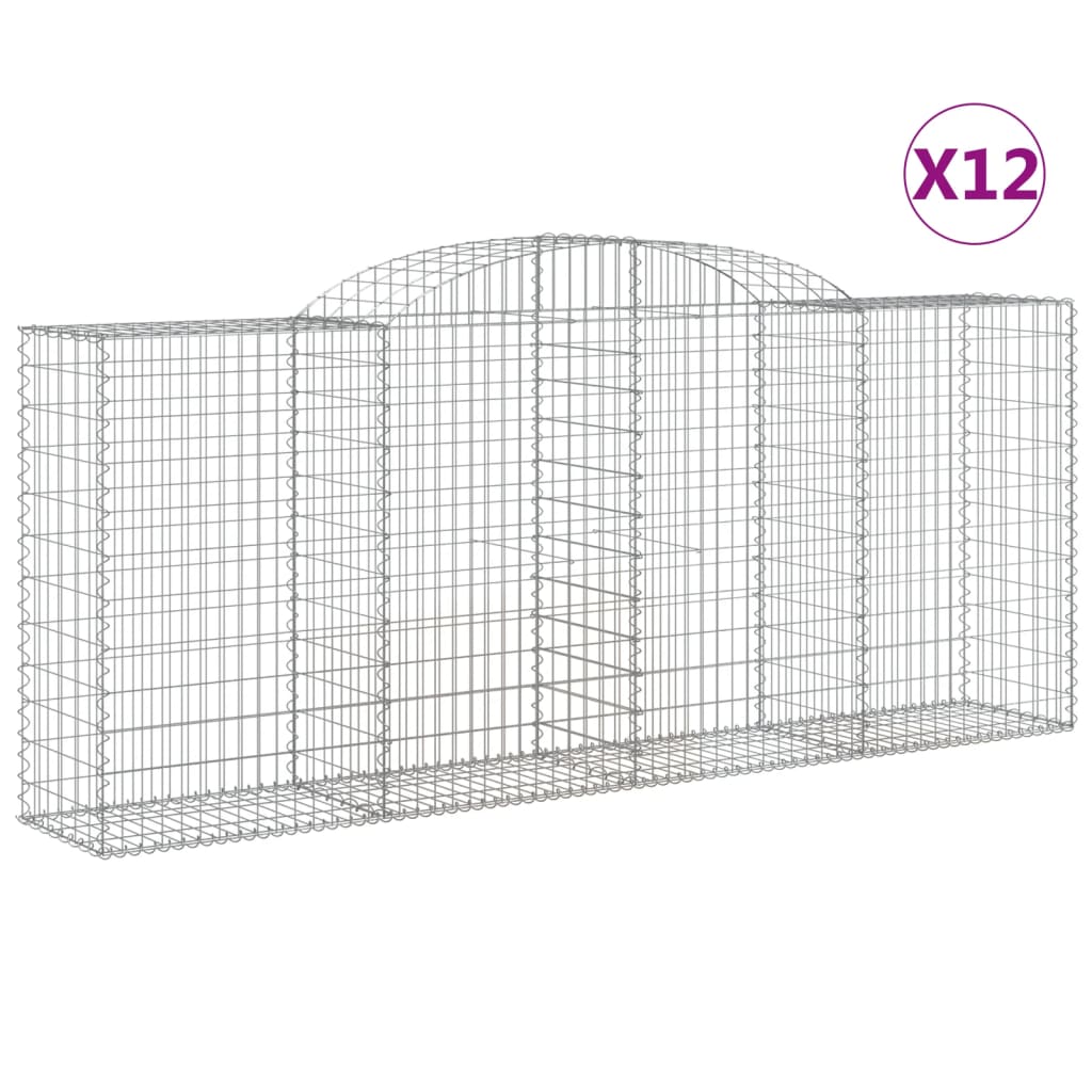 Gabionen Mit Hochbogen 12 Stk 300X50X120/140Cm Verzinktes Eisen