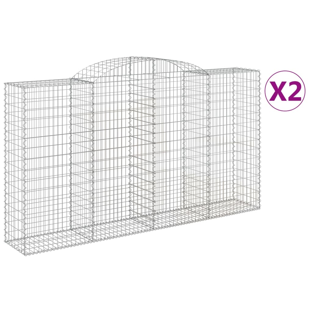 Gabionen Mit Hochbogen 2 Stk. 300X50X160/180Cm Verzinktes Eisen