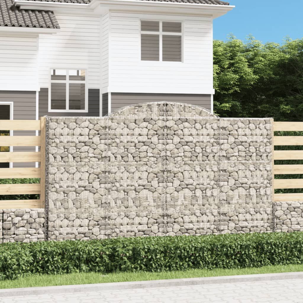 Gabionen Mit Hochbogen 4 Stk. 400X50X180/200Cm Verzinktes Eisen