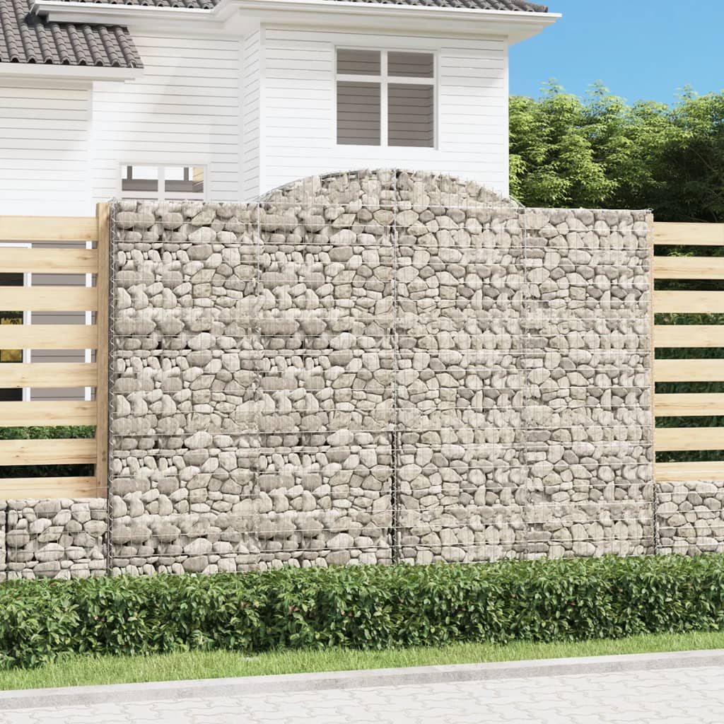 Gabionen Mit Hochbogen 4 Stk. 400X50X180/200Cm Verzinktes Eisen