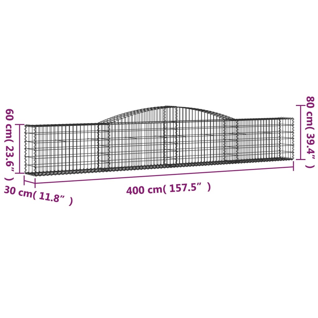 Gabionen Mit Hochbogen 4 Stk. Verzinktes Eisen