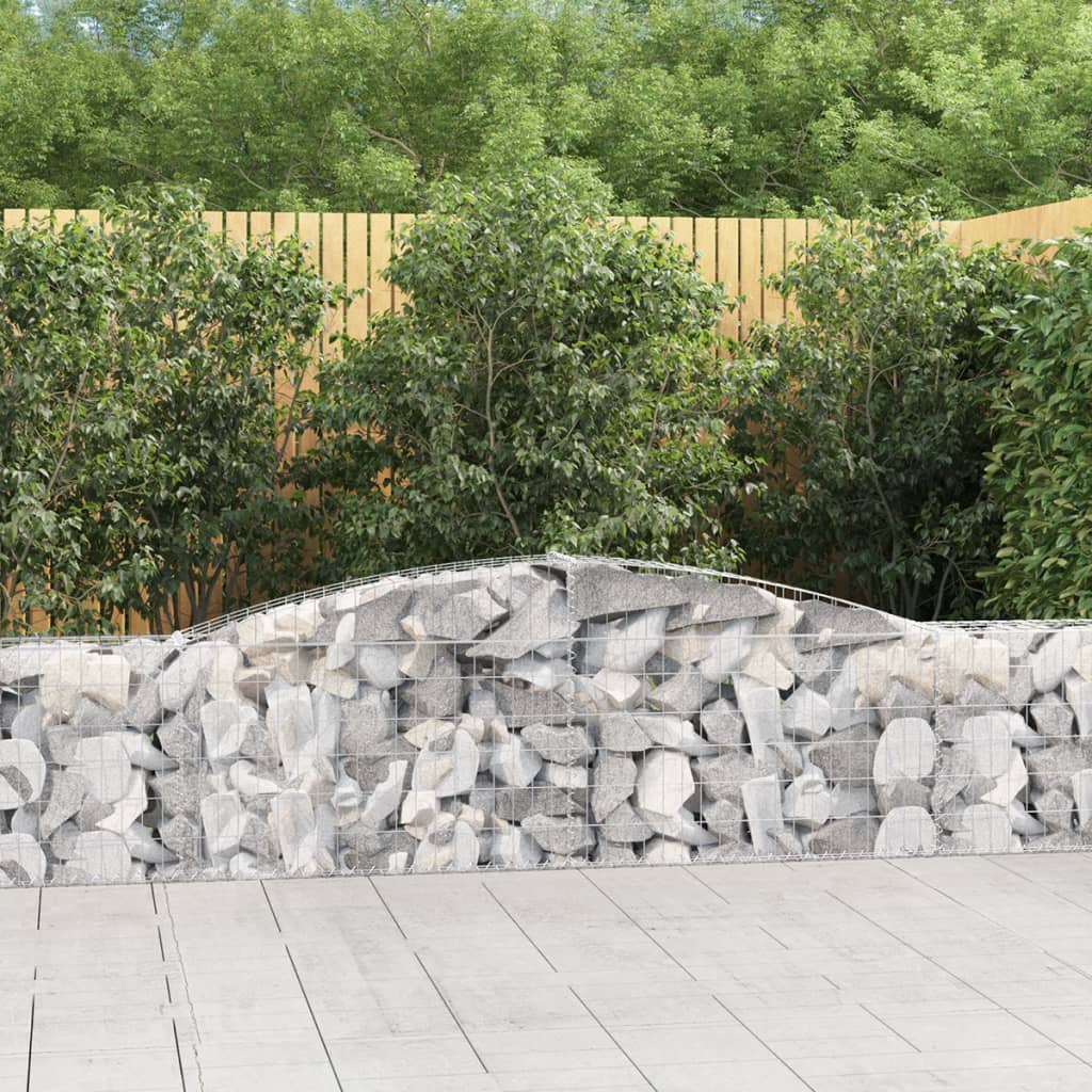 Gabionen Mit Hochbogen 25 Stk. 400X30X80/100Cm Verzinktes Eisen Grau