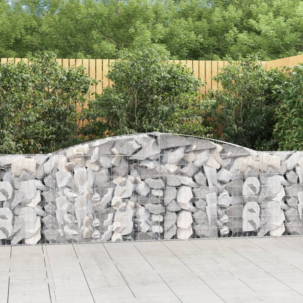 Gabionen Mit Hochbogen 4 Stk. 400X50X180/200Cm Verzinktes Eisen