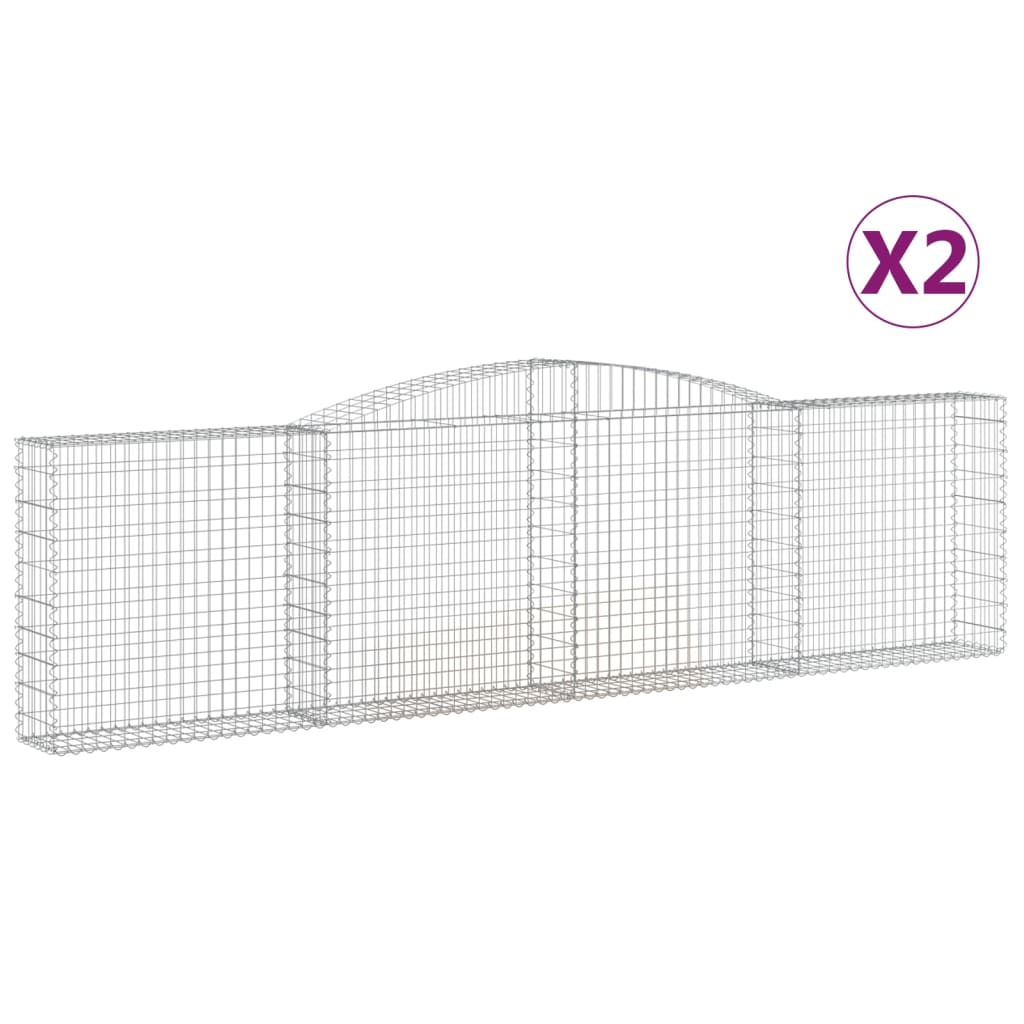 Gabionen Mit Hochbogen 2 Stk. 400X30X100/120Cm Verzinktes Eisen