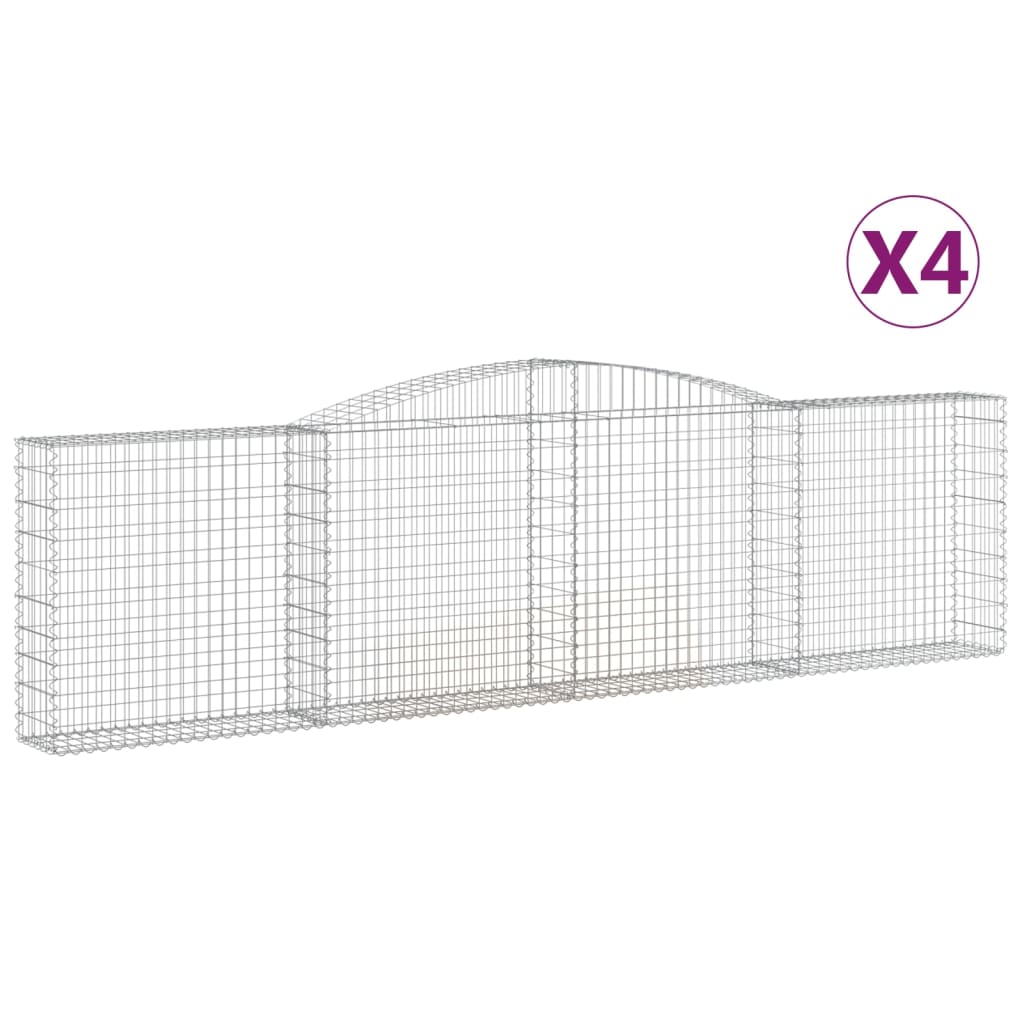 Gabionen Mit Hochbogen 4 Stk. 400X30X100/120Cm Verzinktes Eisen