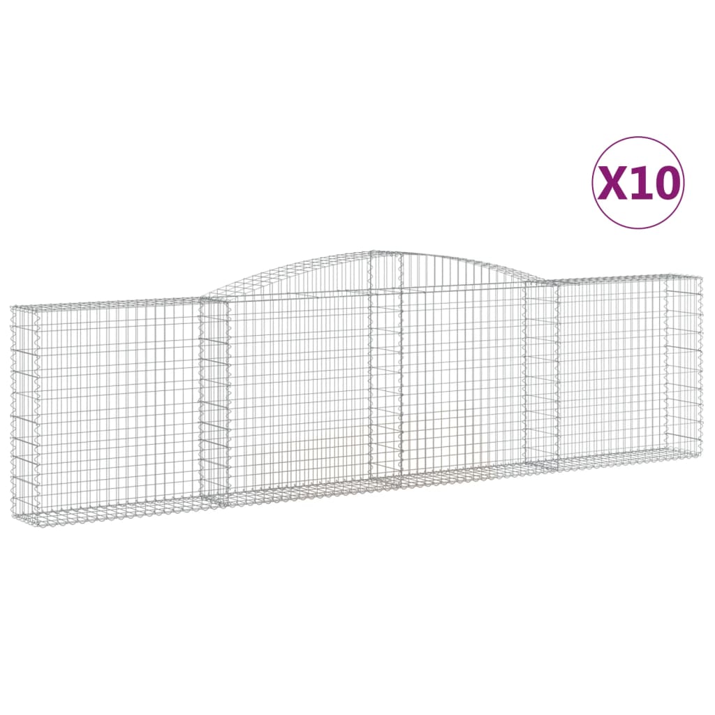 Gabionen Mit Hochbogen 10Stk. 400X30X100/120Cm Verzinktes Eisen