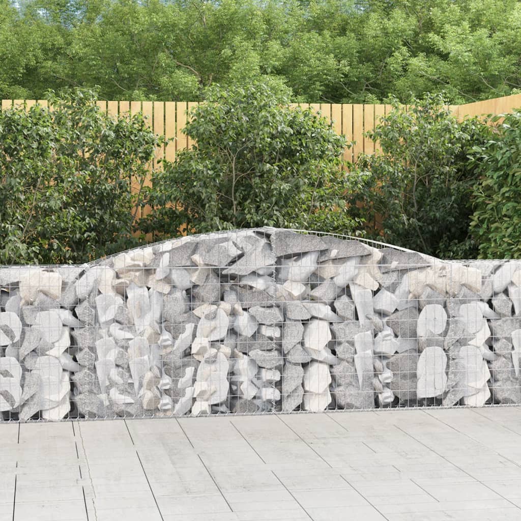 Gabionen Mit Hochbogen 10Stk. 400X30X100/120Cm Verzinktes Eisen