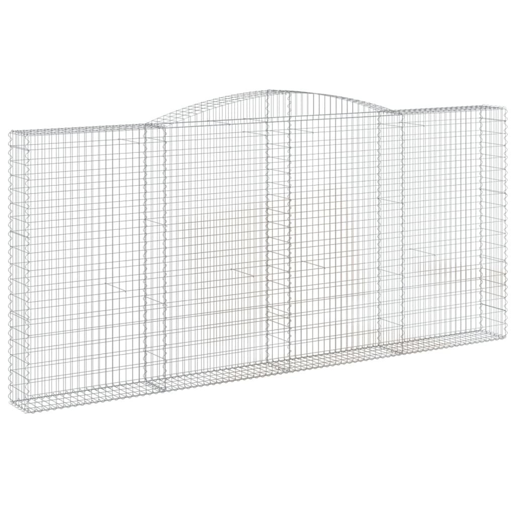 Gabionen Mit Hochbogen 3 Stk. 400X30X180/200Cm Verzinktes Eisen