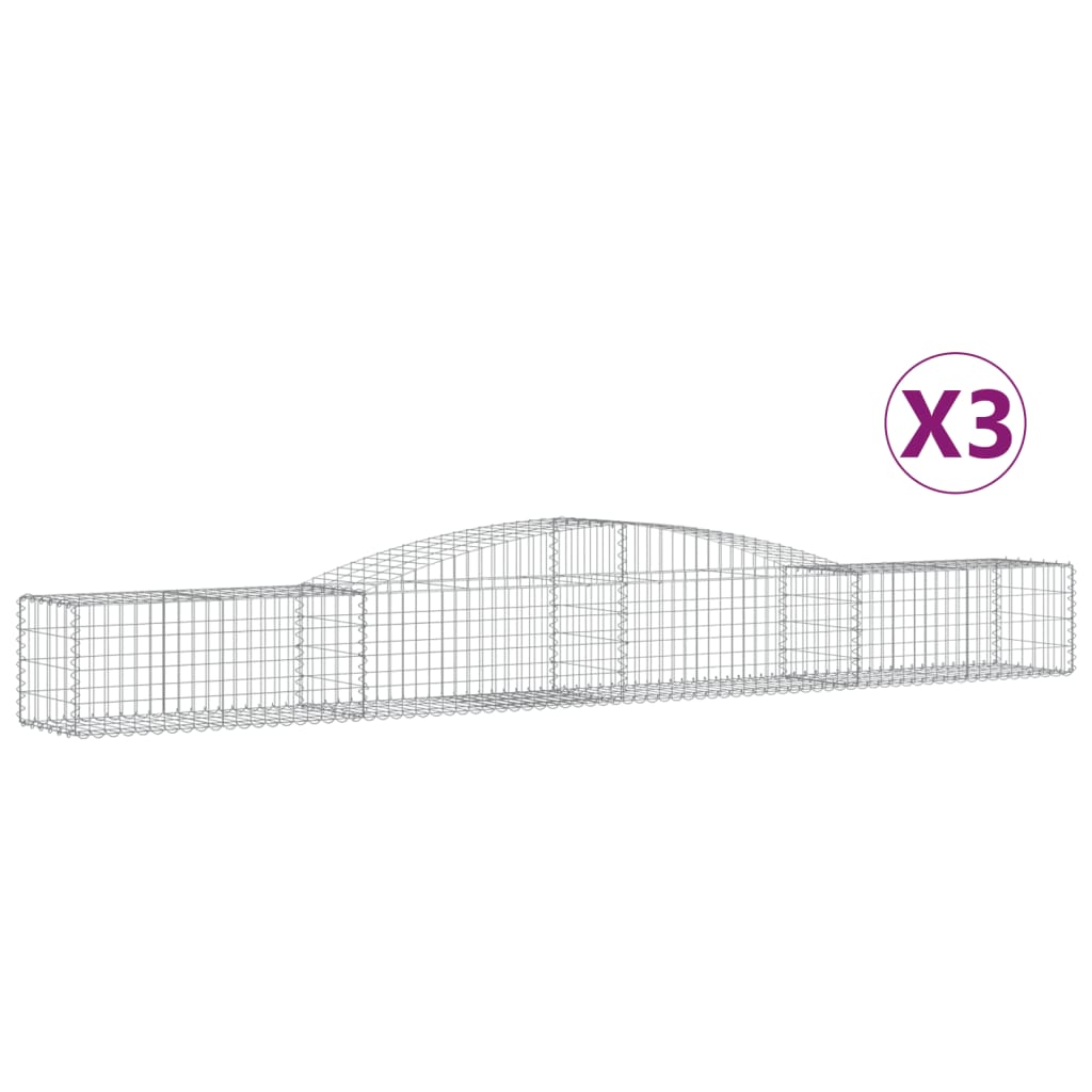 Gabionen Mit Hochbogen 3 Stk. 400X50X40/60Cm Verzinktes Eisen
