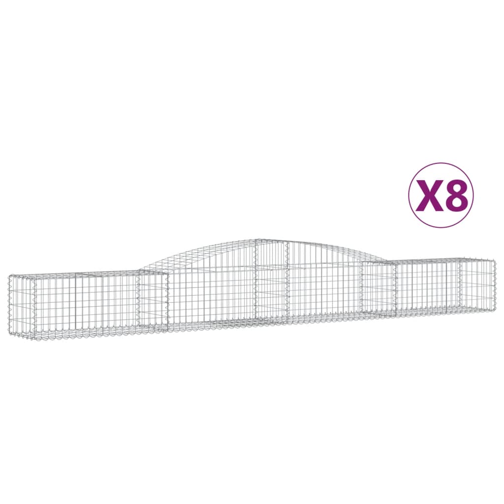 Gabionen Mit Hochbogen 8 Stk. 400X50X40/60Cm Verzinktes Eisen