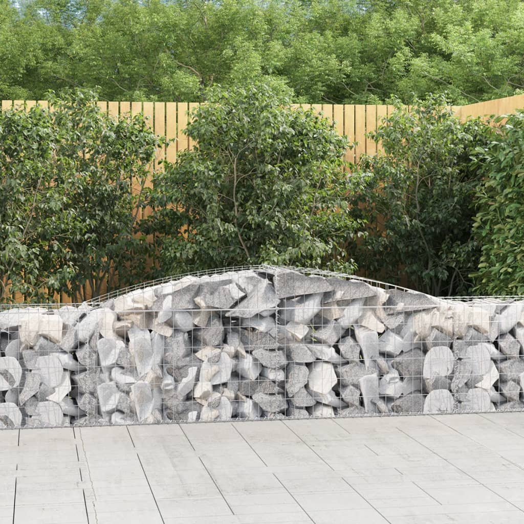 Gabionen Mit Hochbogen 25 Stk. 400X30X80/100Cm Verzinktes Eisen Grau