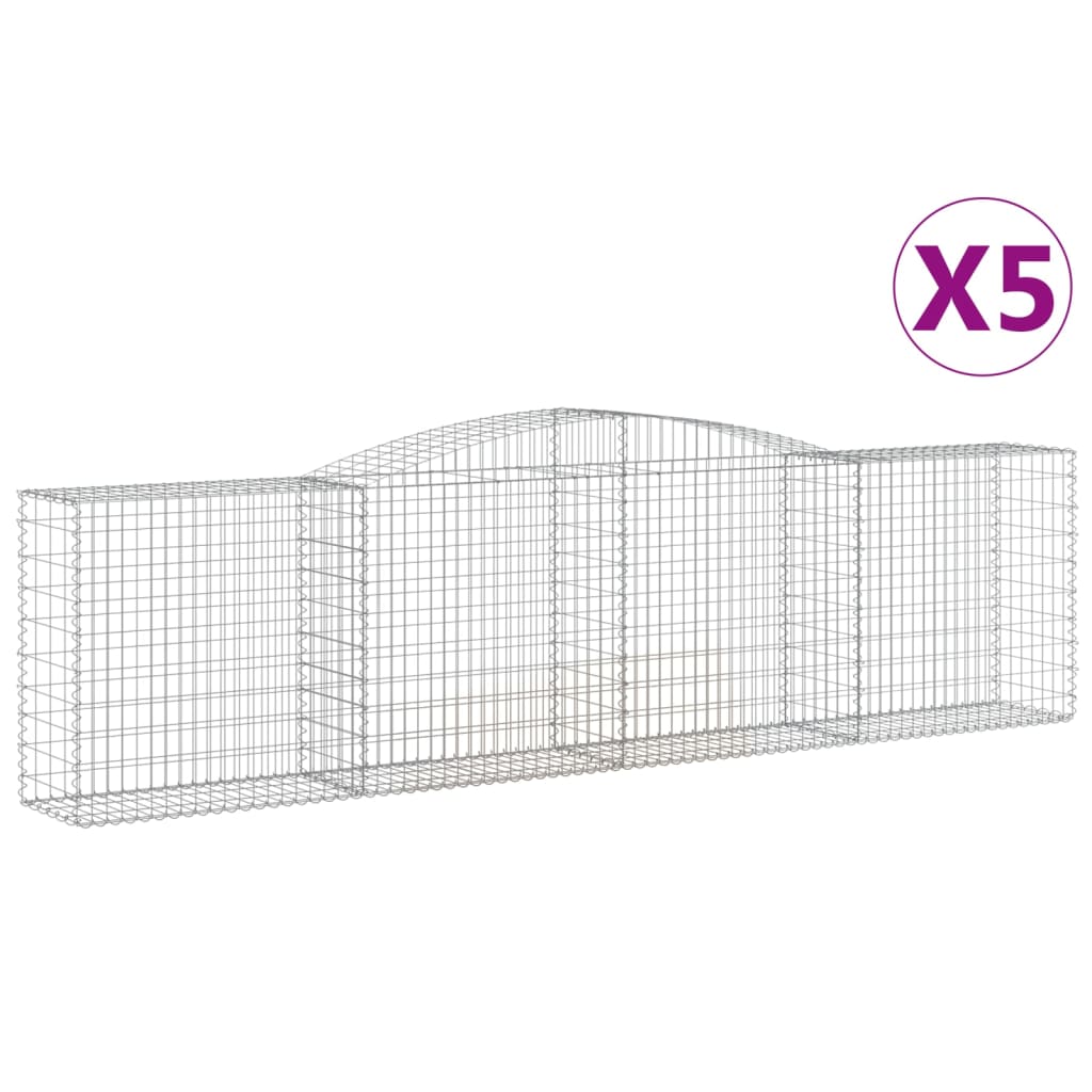 Gabionen Mit Hochbogen 5 Stk. 400X50X100/120Cm Verzinktes Eisen