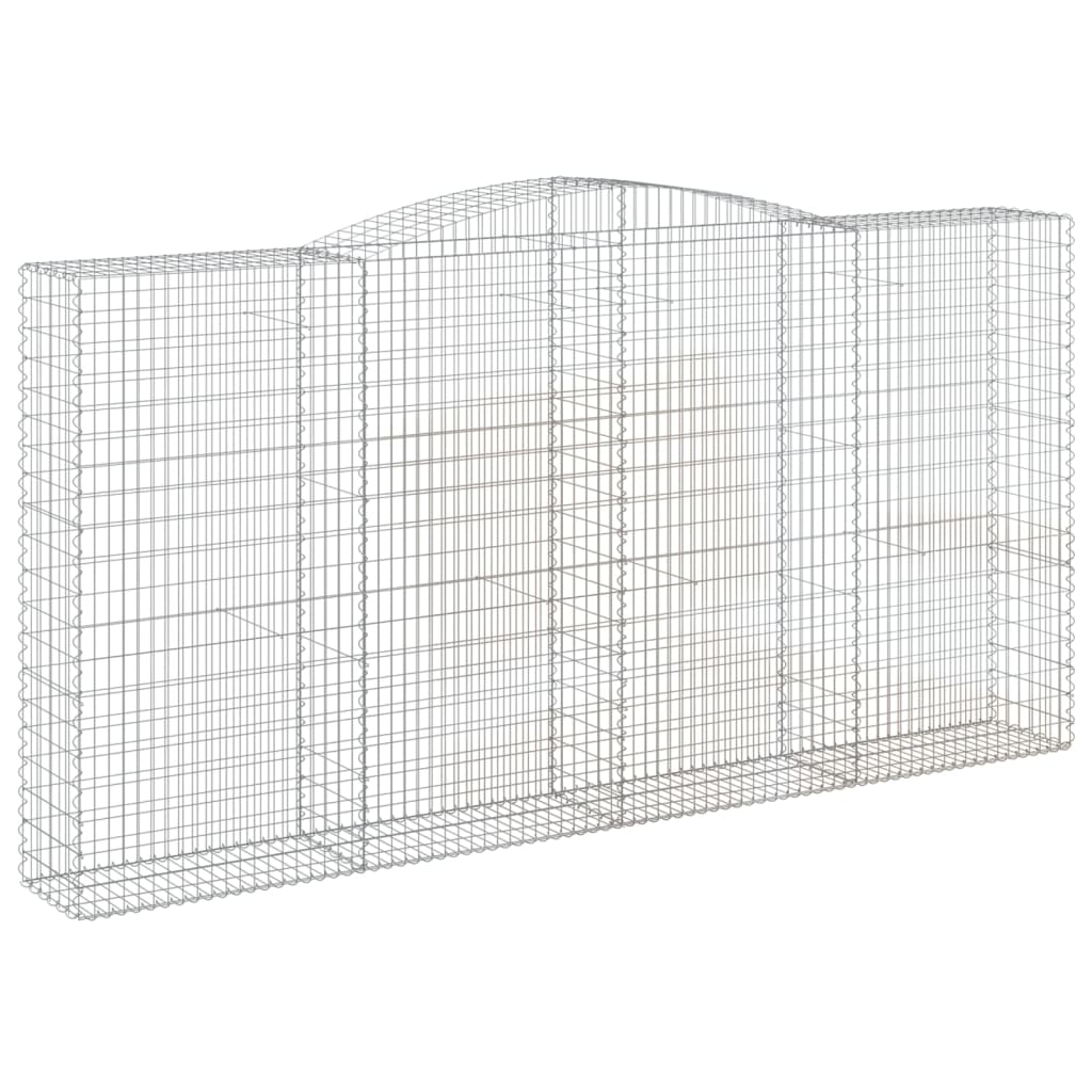 Gabionen Mit Hochbogen 7 Stk. 400X50X200/220Cm Verzinktes Eisen