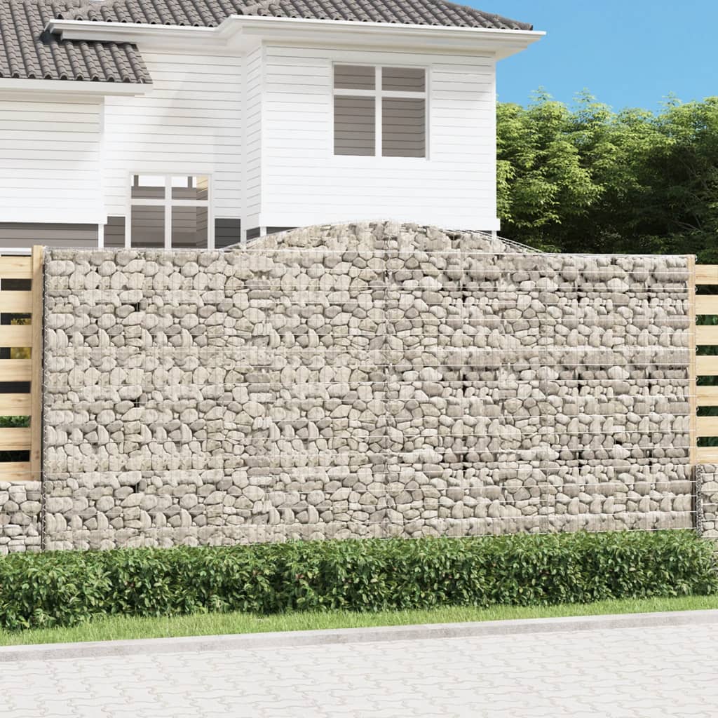 Gabionen Mit Hochbogen 4 Stk. 400X50X180/200Cm Verzinktes Eisen