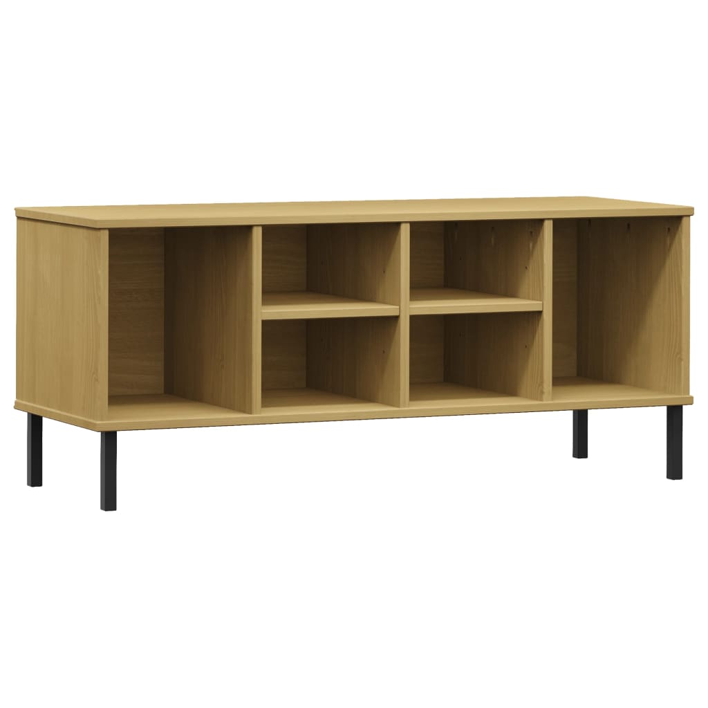 Schuhregal Oslo Mit Metallbeinen 106X35X45 Cm Massivholz Braun