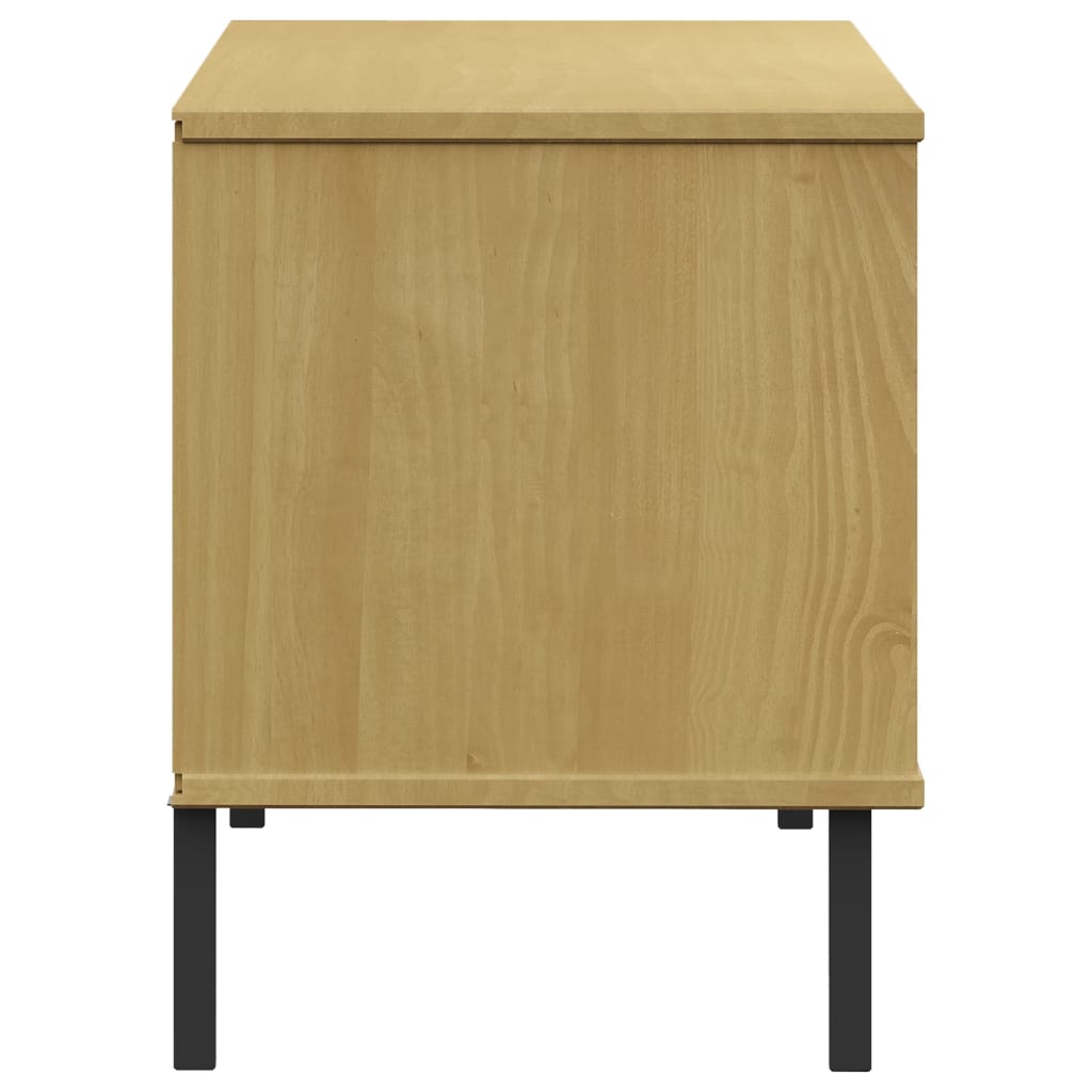 Schuhregal Oslo Mit Metallbeinen 106X35X45 Cm Massivholz Braun