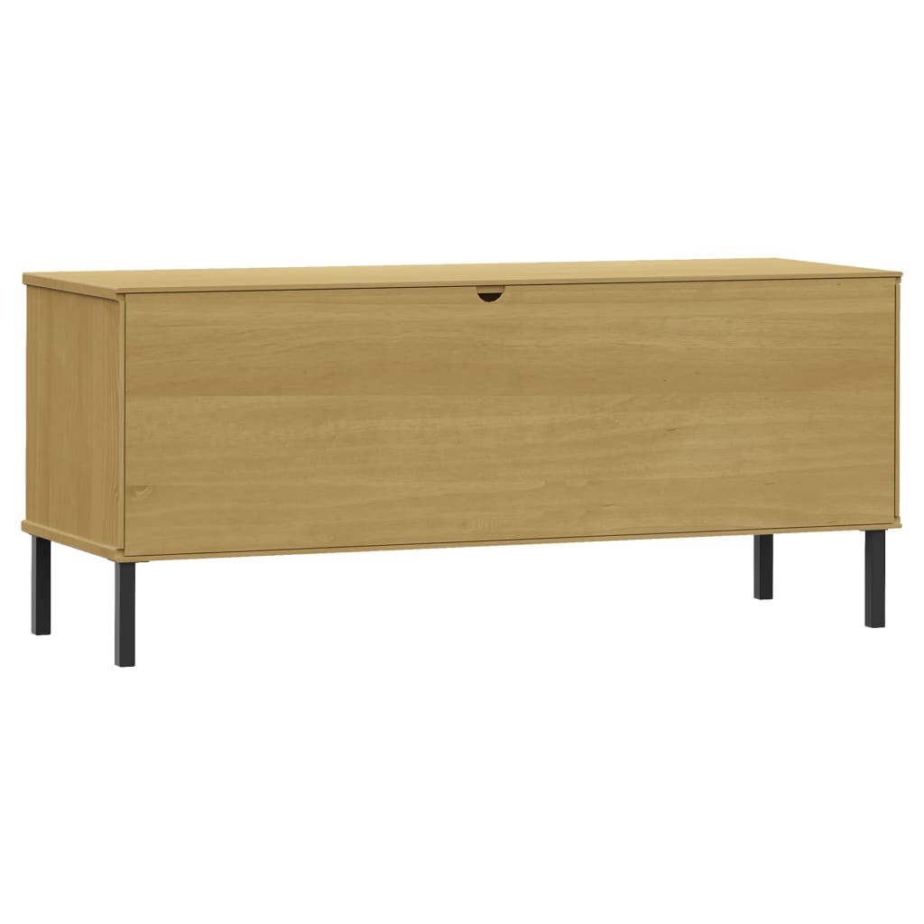 Schuhregal Oslo Mit Metallbeinen 106X35X45 Cm Massivholz Braun