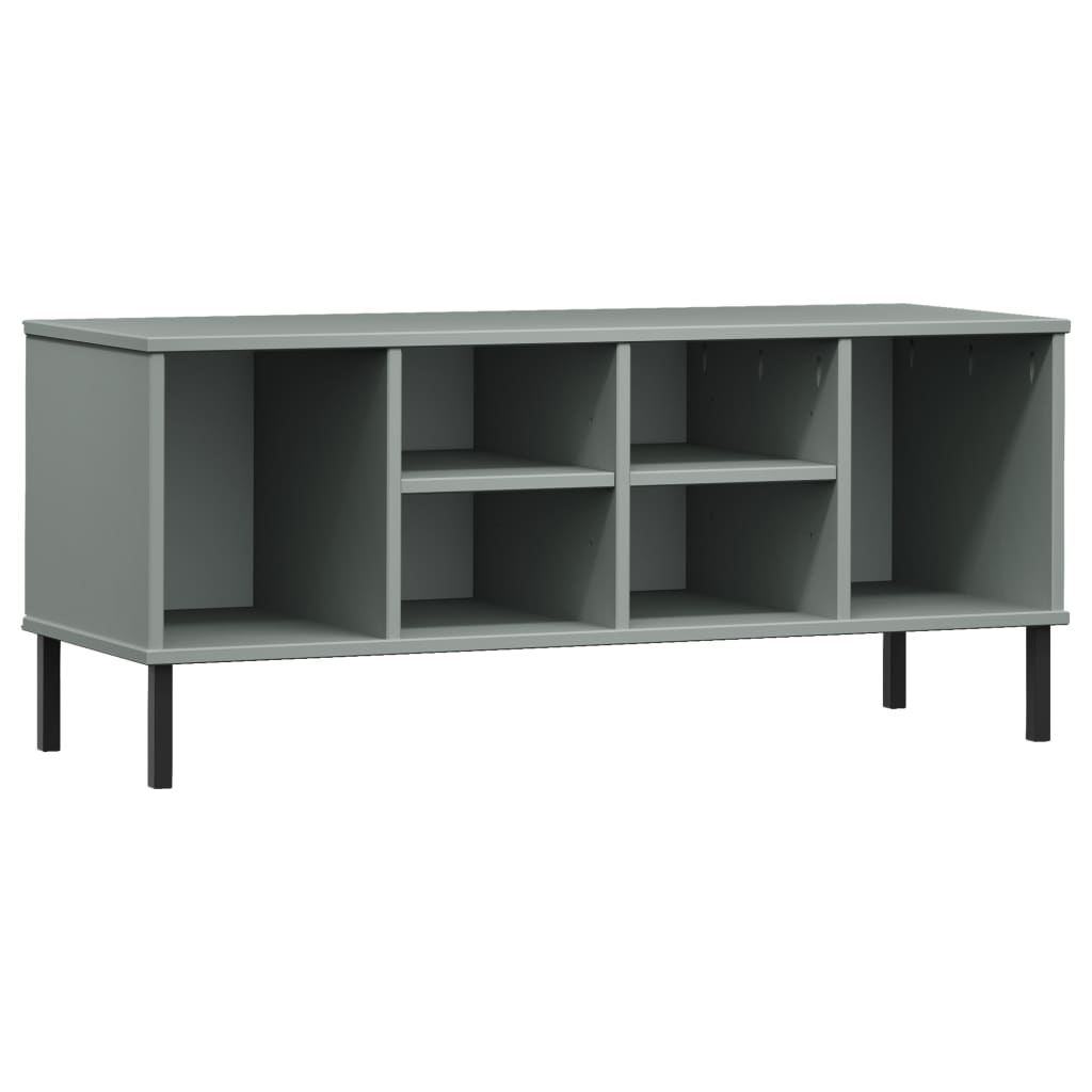 Schuhregal Oslo Mit Metallbeinen 106X35X45 Cm Massivholz Grau