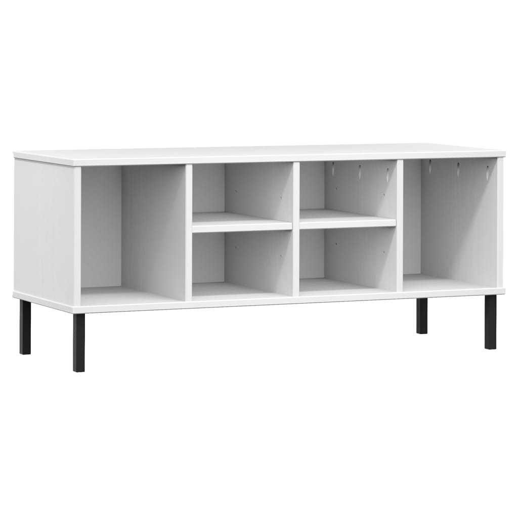Schuhregal Oslo Mit Metallbeinen 106X35X45 Cm Massivholz Weiß