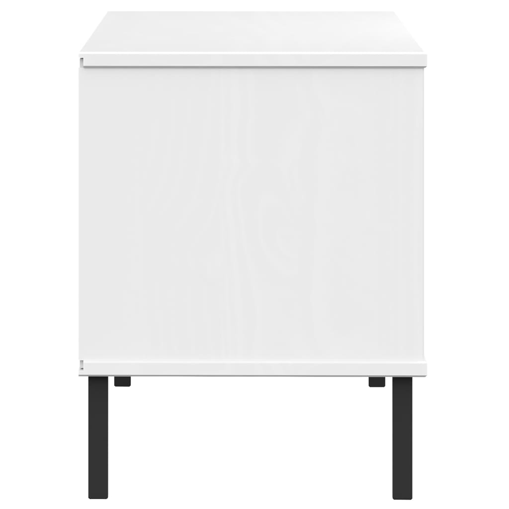 Schuhregal Oslo Mit Metallbeinen 106X35X45 Cm Massivholz Weiß