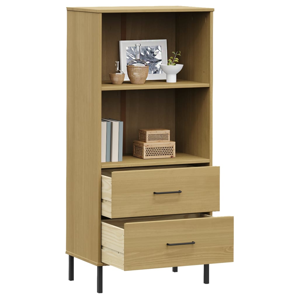 Bücherregal Oslo 2 Schubladen 60X35X128,5 Cm Massivholz