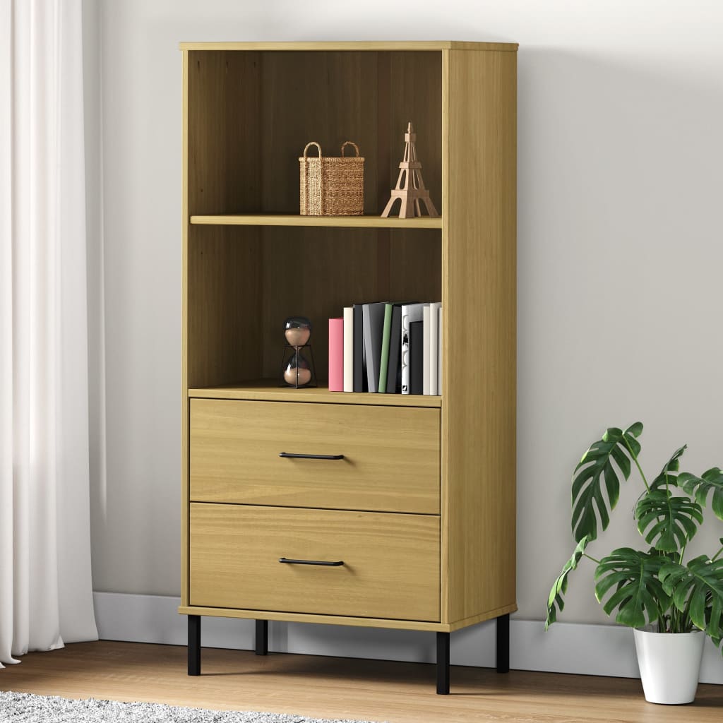Bücherregal Oslo 2 Schubladen 60X35X128,5 Cm Massivholz