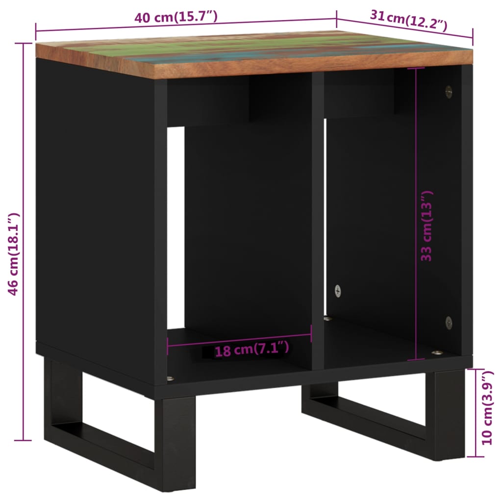 Beistelltisch 40X31X46 Cm Altholz Massiv & Holzwerkstoff