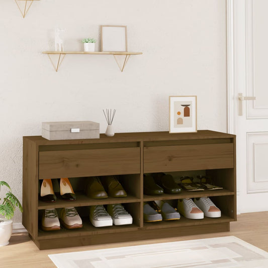 Schuhregal 110X34X52 Cm Massivholz Kiefer Honigbraun