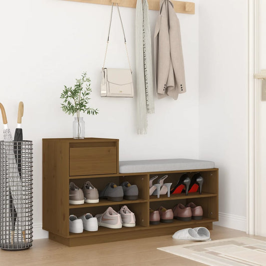 Schuhregal 110X34X61 Cm Massivholz Kiefer Honigbraun