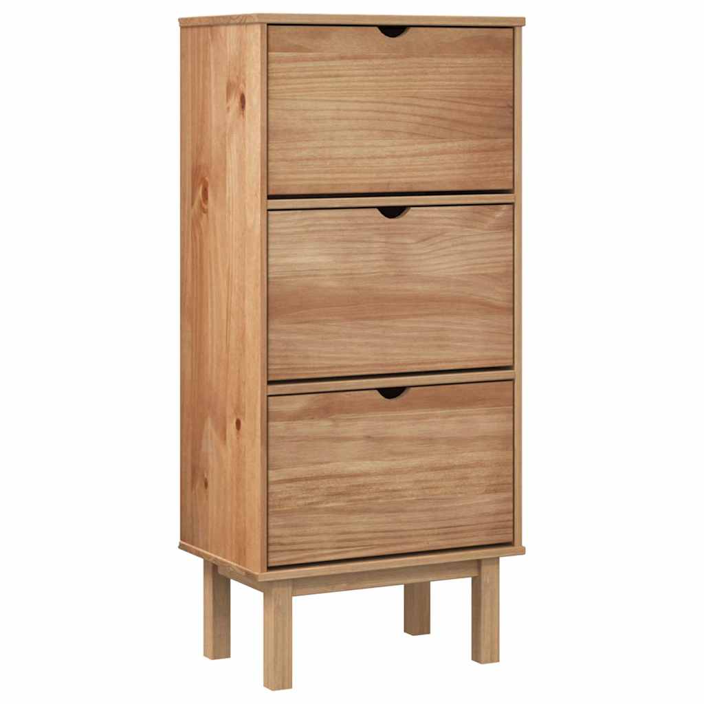 Schuhschrank Otta Mit 3 Schubladen Massivholz Kiefer Braun