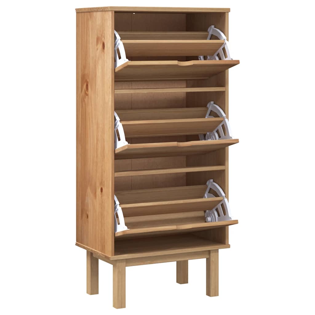 Schuhschrank Otta Mit 3 Schubladen Massivholz Kiefer Braun