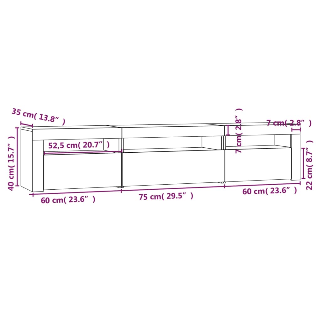 Tv-Schrank Mit Led-Leuchten 195X35X40 Cm