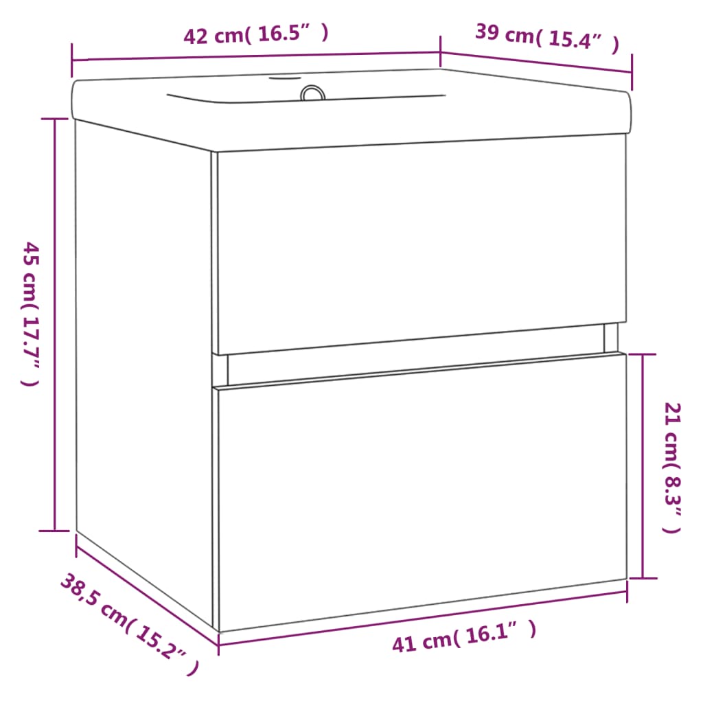 Waschbeckenschrank Mit Einbaubecken Holzwerkstoff